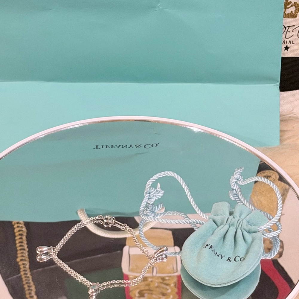 🔥 RARE TIFFANY & Co. PERETTI THREE TEARDROP BRACELET SIze 6.8 w/ Dust Bag - Picture 4 of 11